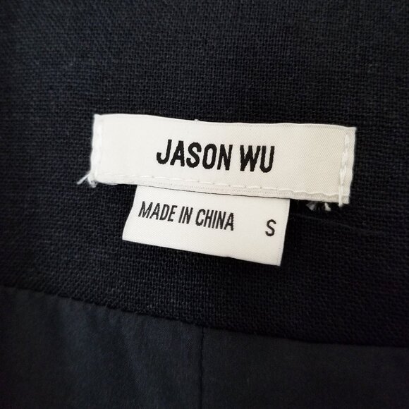 Jason Wu Double Breasted Linen Blend Cropped Blazer Jacket S Black $310 Designer - Picture 8 of 15
